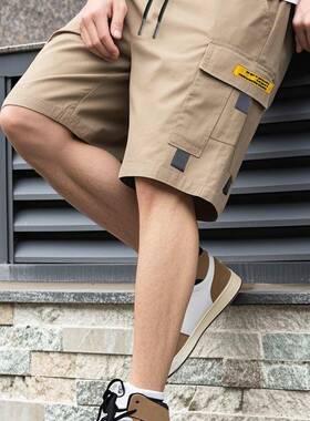 Street style three-piece set!Men's multi-pocket cargo