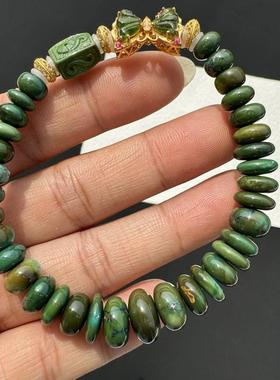 天然原矿瓷釉级小扣子手链 单圈手串18k金配饰尺寸约6.7×11.2mm