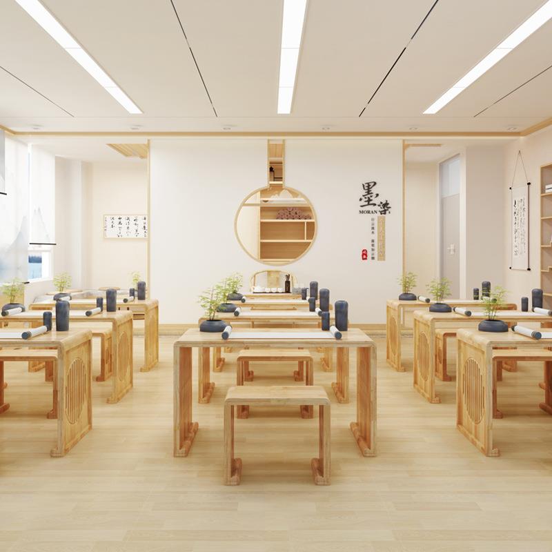 学课校学生学习实学桌仿古毛笔WBE字书法桌中式国围棋桌茶艺桌木
