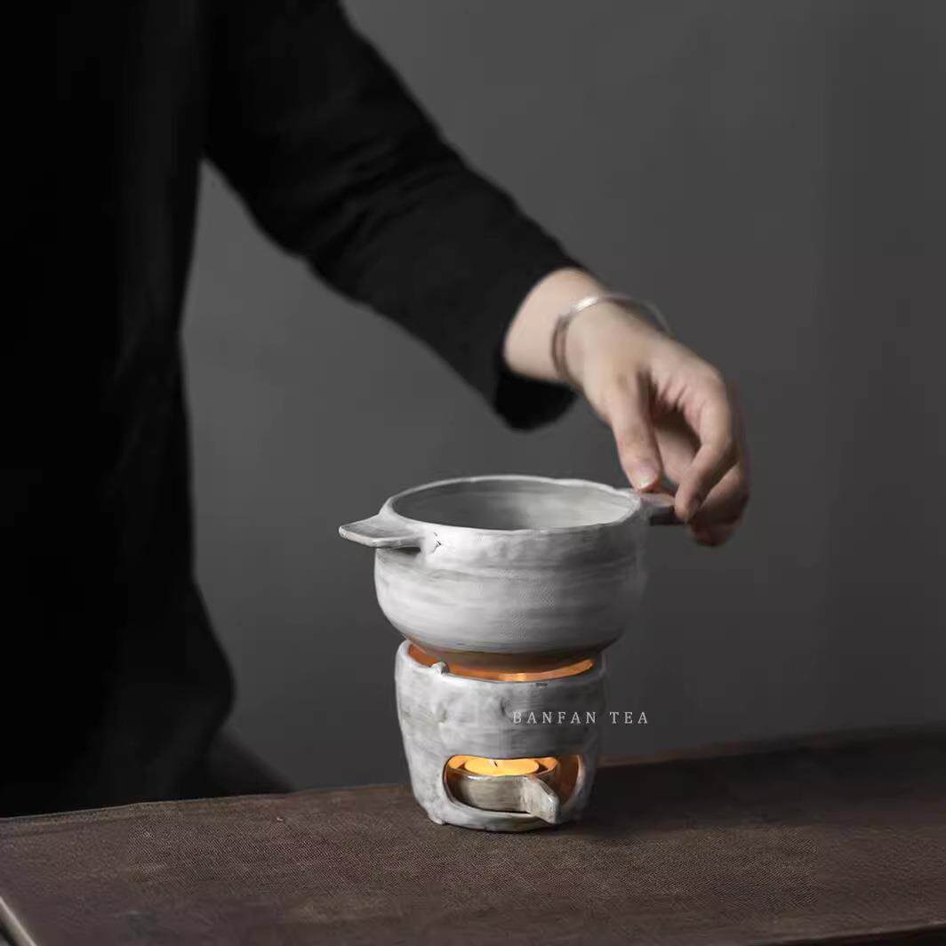 泡面锅小煮锅迷你复古加热干锅便携明火酒精炉带蜡烛底座套装