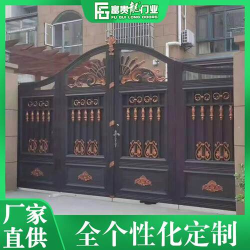 网红铝艺大门别墅小区双开门 新款合金防盗门 学校园区精美大门