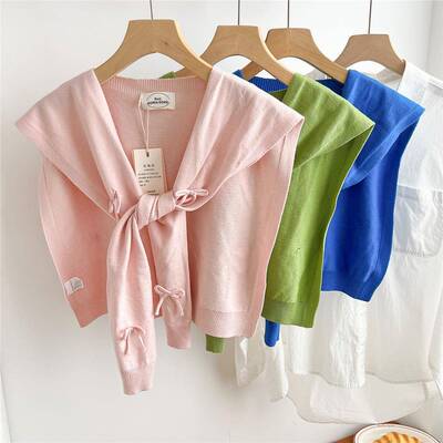 Women'S Solid Color Bow Decor Shawl, Casual Soft, Fashion