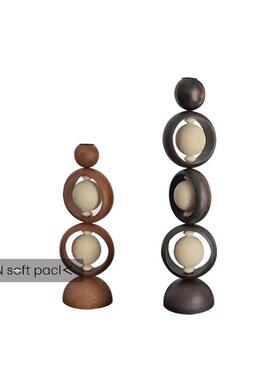 中古样板间餐厅客厅原木风木质烛台梳妆台氛围感软装饰摆件工艺品