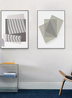 几简何的魅QX202111力厅现代极抽象装饰画黑白线条玄简关约客组合