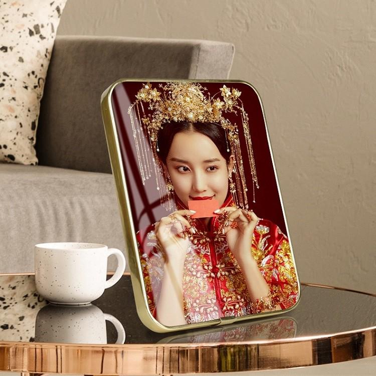 影楼婚纱照相框摆台定制结婚照板画桌摆8寸10寸12寸无边框水晶面