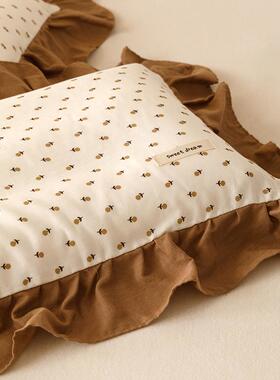 全棉纱布法式碎花柔软透气纯棉花边枕套30X50/35x55/40X60/48x74