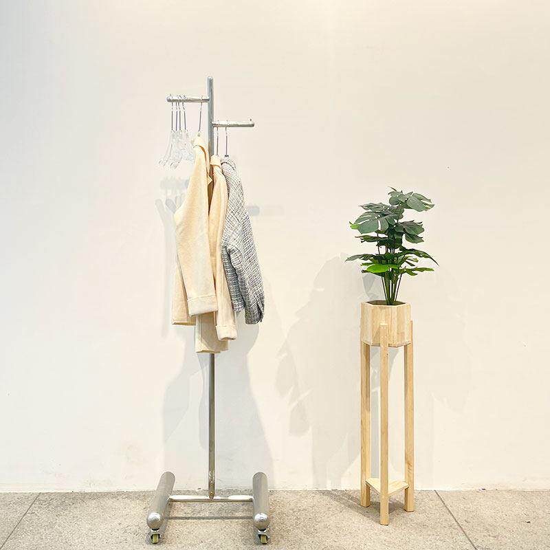 服装店展示架带轮子落地衣服架子女装中岛挂衣架不锈钢可移动正挂