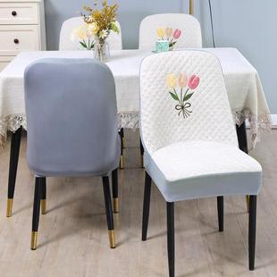 2026高端弧形椅子套罩万能通用坐垫靠背一体餐桌皮板凳座家用四季
