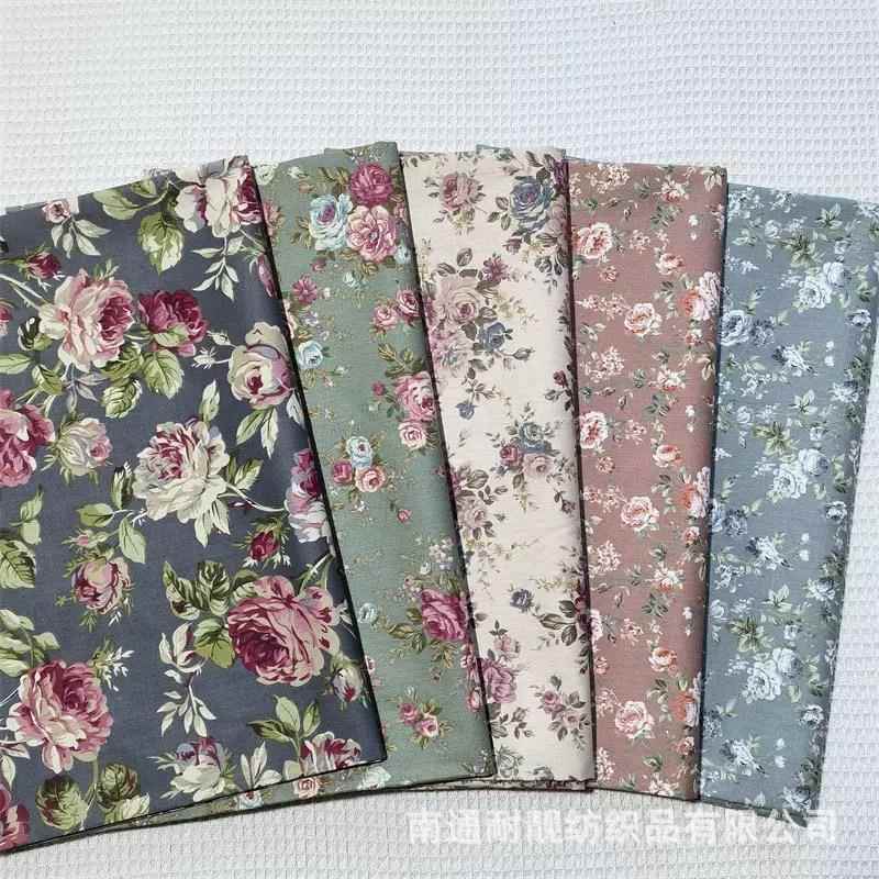 1.6米全棉斜纹玫瑰大花印花布 家居服连衣裙睡衣床品纯棉面料印花