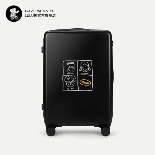 正品露露熊行李箱20手推车行箱大箱学生李黑白防刮2箱男女4英寸万