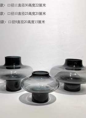 现代简约创意收口大肚玻璃花瓶台面插花装饰家居桌面样板间设计摆