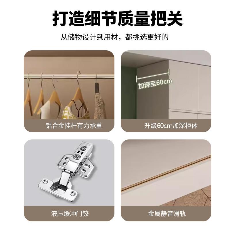 奶风推拉门子衣现代600油简约卧室家用趟门柜轻柜奢滑移门大衣橱