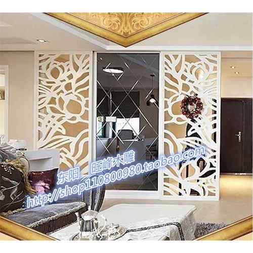 东阳旺峰木雕实木密度板定制镂空雕花通花隔断背景墙吊顶不规则花