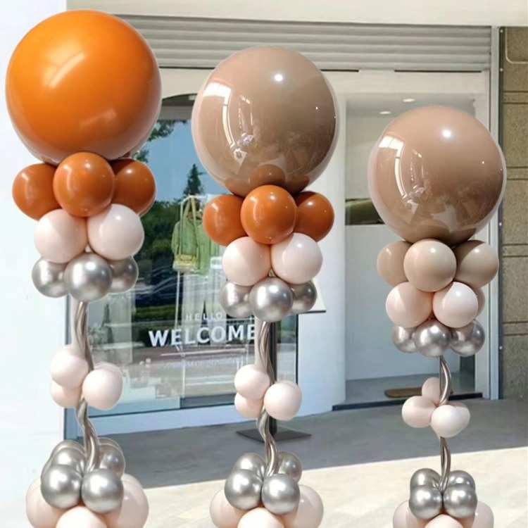 36寸套波波球加厚大气球立柱伸缩杆金属玫红开业提车生日布置装饰