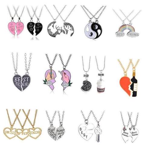 Couple Pendant Necklace 2Pcs Friendship Jewelry for ladies