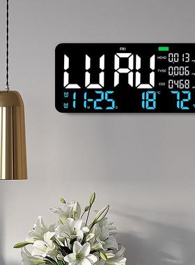 创意新款功性挂钟空气测甲8醛客厅时钟温湿度时试钟280520能5