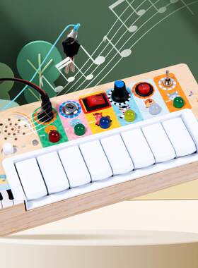 儿童电子琴音乐开关灯动物叫声早教手工益智启蒙木制玩具忙碌板
