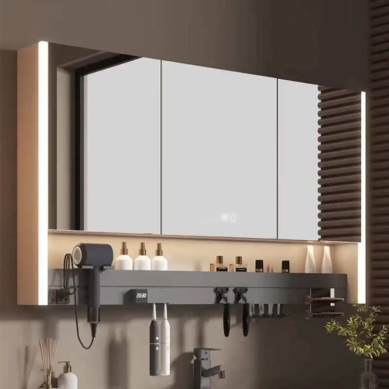 智能镜柜不锈钢多功能带灯防雾单独卫生间镜子电吹风机架一体柜厂