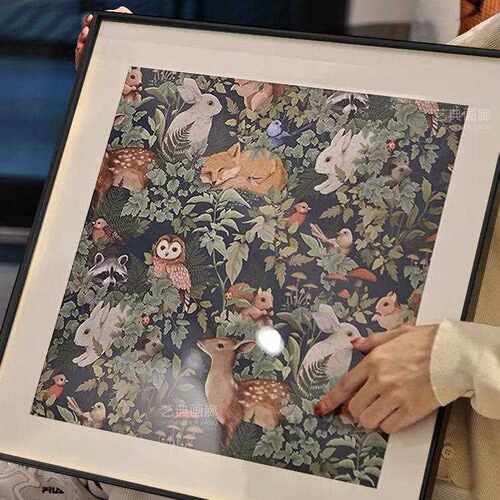 新款直销高清艺术画绿野仙踪小动物餐厅方形挂画现代简约沙发背景