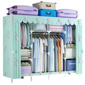 简易柜收纳加固衣柜加厚柜子组装 钢管家用钢架卧室加粗衣橱出租房