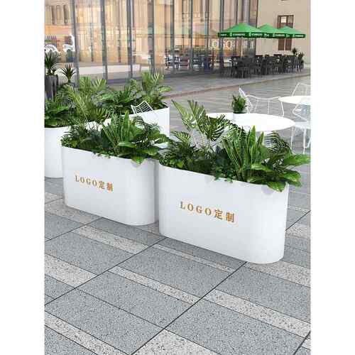 户外锻铁花箱栅栏户外街道不锈钢花槽弧形花盆销售部方形花坛