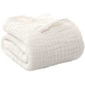 婴儿浴巾纯白色纯棉六层纱布洗脸洗澡超柔吸水新生儿盖毯儿童毛巾