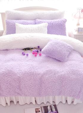 高档奶金绒四件套少女床单被子兔冬兔绒水貂绒天毛绒牛加绒羊羔绒