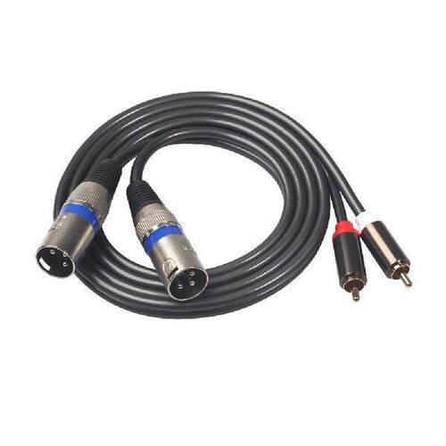 Dual XLR Male To Dual RCA Male Audio Line Black Audio Cable