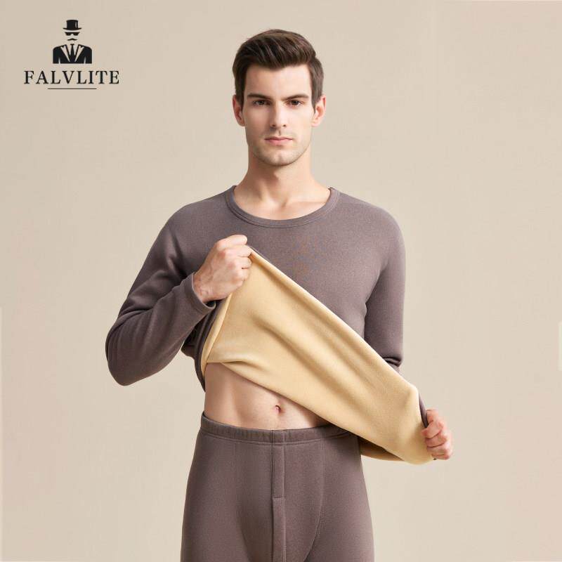 FALVLITE秋冬季男款加绒加厚秋衣秋裤套装男士含羽绒蚕丝保暖内衣