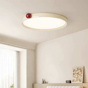 法式 奶油风奶豆护眼儿童房间灯饰创意超薄圆形家用灯具卧室吸顶灯