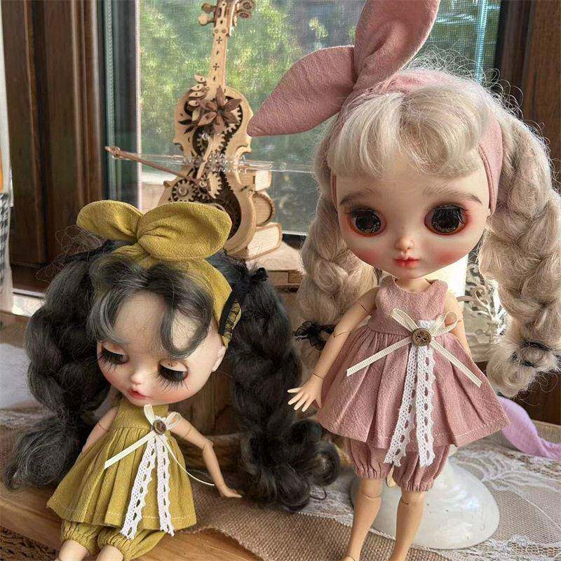 blythe小布娃娃衣服ob22ob24裙子娃衣azone复古套装发带ins风套装