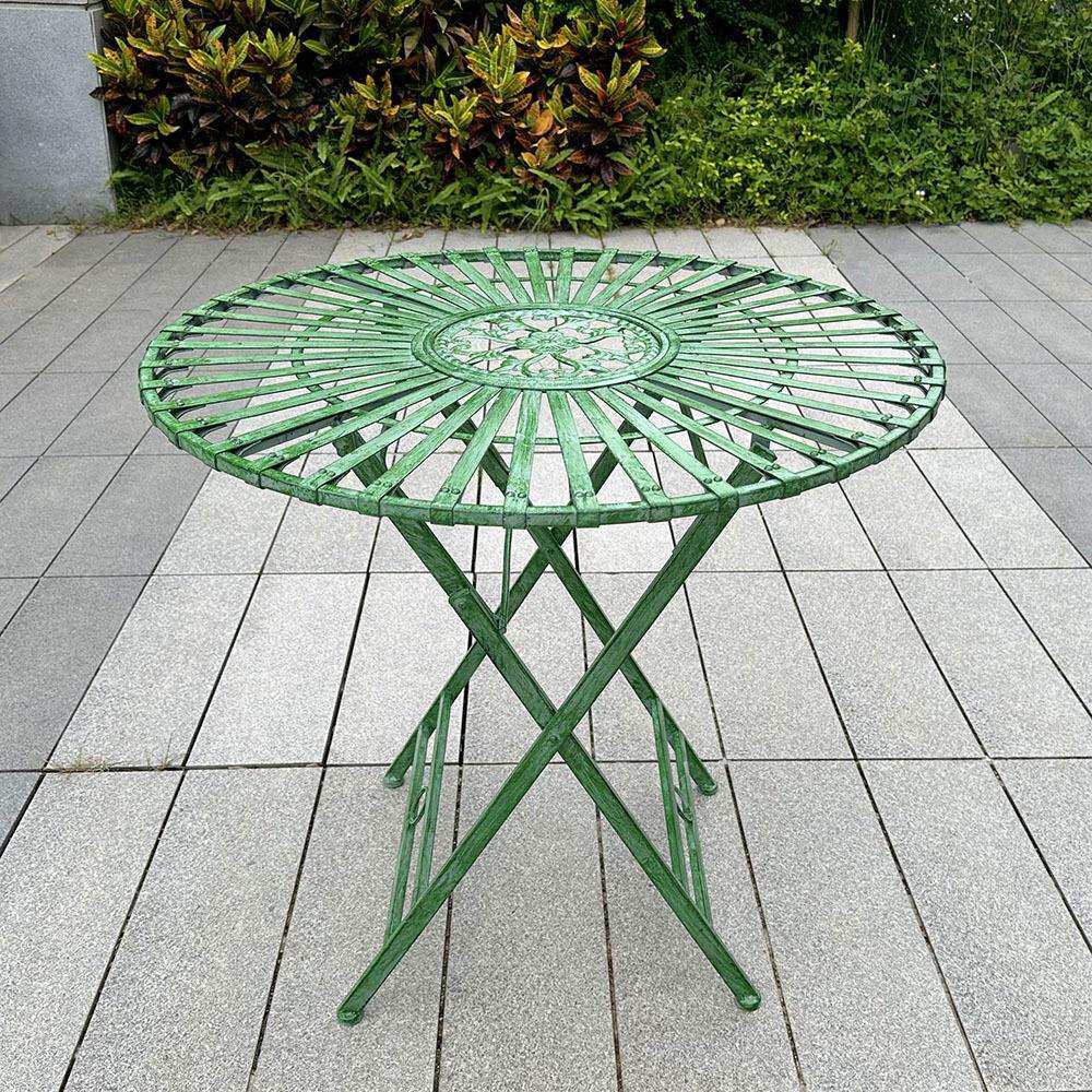 美式乡村铁艺做旧复古折叠圆桌户外庭院休闲餐桌民宿专用工艺桌子