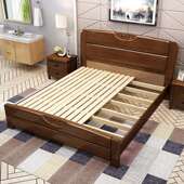 新 主卧具橡胶木实木980实木1.51.8米家床单双人床酒店储物 中式