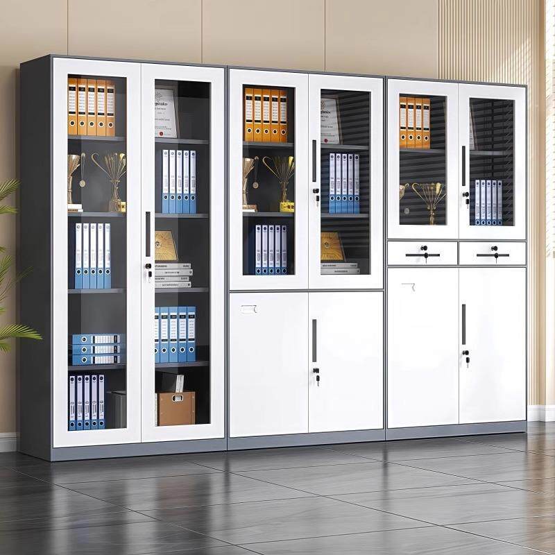 文件柜加厚铁皮收纳柜办公室拆装抽屉式矮柜玻璃门储物柜厂家直销