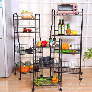 直供 多功能厨房微波炉置物架带轮子多层收纳架墙角落推车架