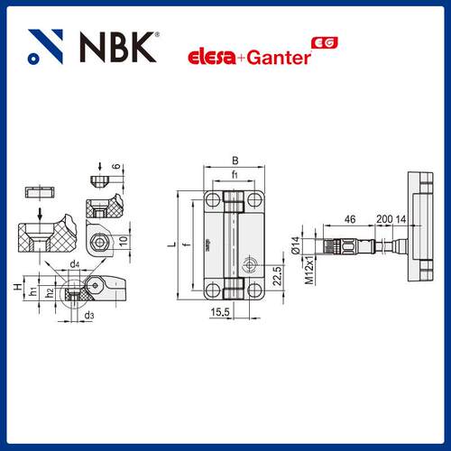 NBK ELESA CFSW-FC-B 带内置安全开关铰链超级高科技聚合体零配件
