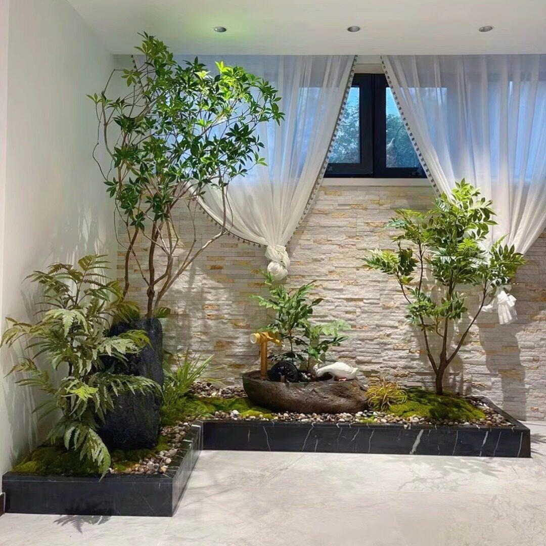 造景边框大理石围挡彷真绿色植物室内围挡造景围栏造景围条植物围