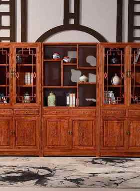 仿中古实木FLV组合书柜式花书物架储柜房家具多层置物架展书示柜