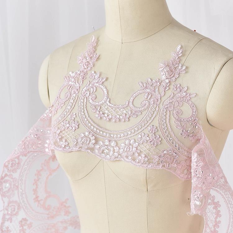 外贸花边刺绣蕾丝 亮片手工DIY材料婚纱娃娃衣服装窗帘装饰面料宽