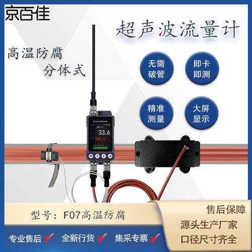 F07高温防腐分体式外夹式超声波流量计固定式管道外贴式流量计