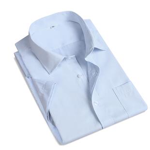 高档款男建行工作服秋季长斜短袖衬衫建设银行行服新浅蓝色纹工装