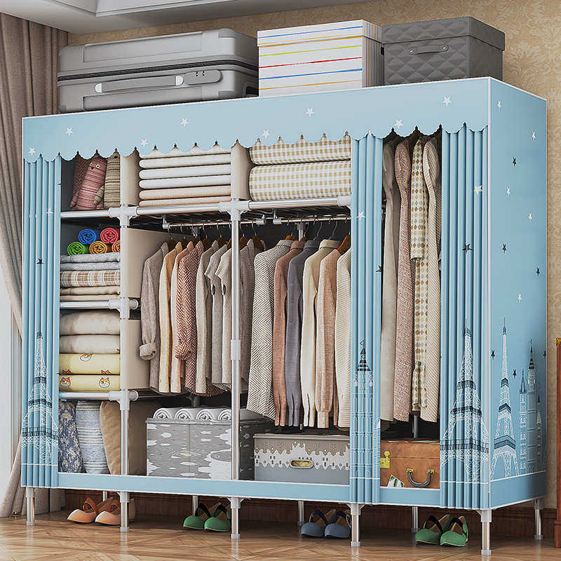 简易衣柜现代简约布衣柜钢管结实耐用出租房家用收纳挂衣橱加厚,住宅家具,简易衣柜,淘宝优惠券,粉丝福利购,淘宝优惠卷