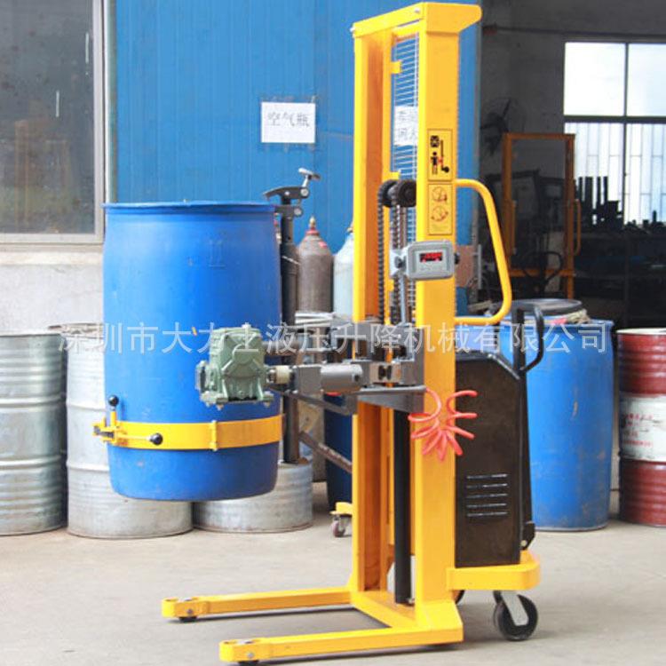 单门架半电动油桶堆高车YL520-1油桶翻转倒料车