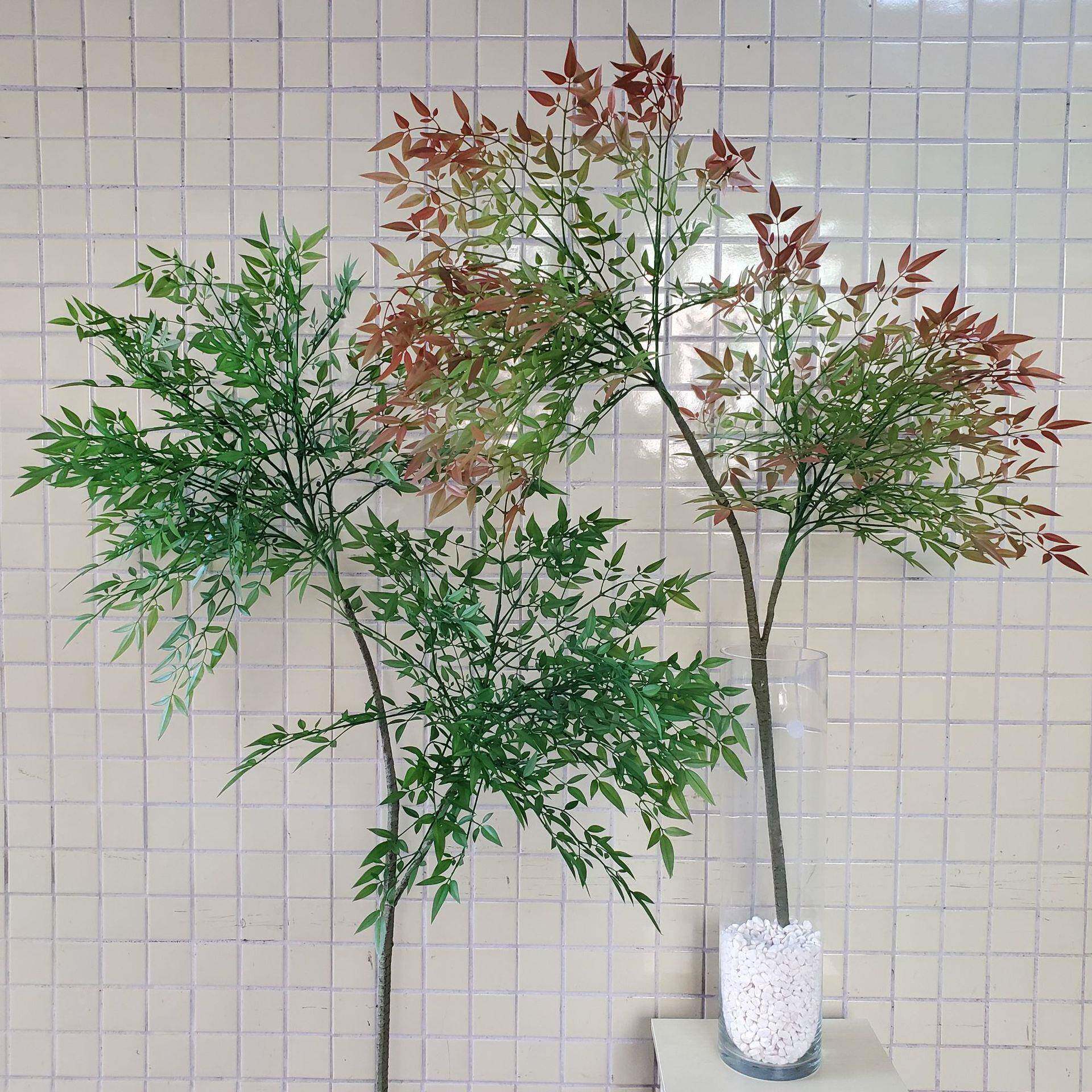 仿真植物大枝南天竹新中式家居酒店样板间景观装饰婚庆设计叶