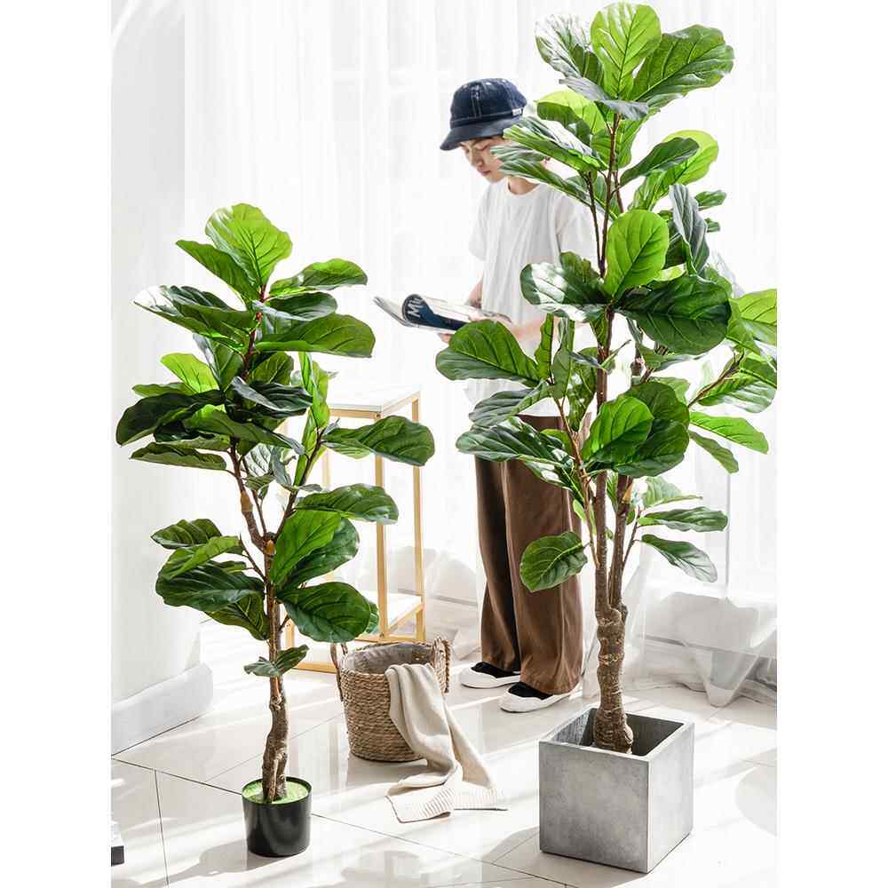彷真琴叶榕大型盆栽北欧植物室内摆件假绿植盆景家居客厅装饰摆设