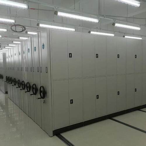手摇档手案密柜钢制存手动密集储移柜动资料架档案室管理集系统动