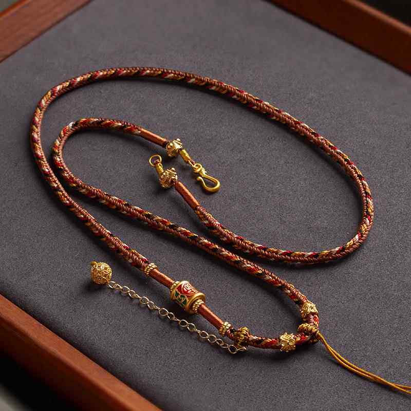 藏式纯手工编织绳唐卡吊坠绳佛牌挂绳蜜蜡项链绳高档挂件绳民族风