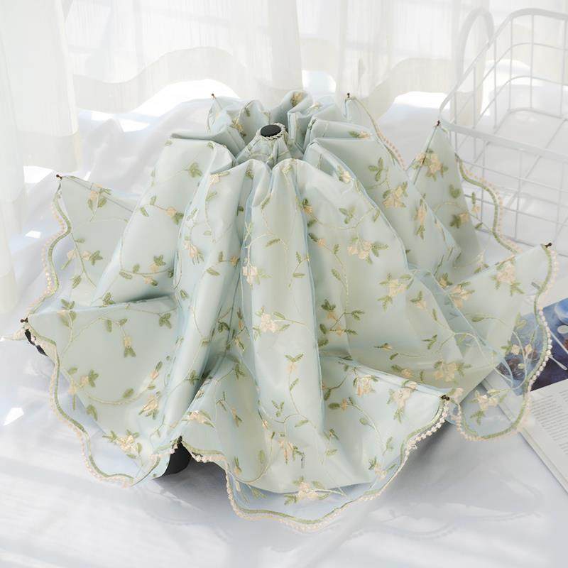 蕾丝太阳伞女防晒防紫外线遮阳伞刺绣纱雨伞高级感晴雨两用宫廷风