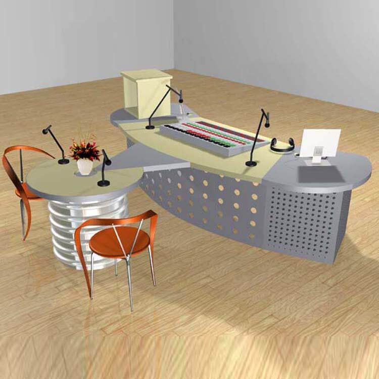 北京明朗机柜播音桌电视台演播室直播桌访谈桌主持新闻桌子