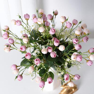 30cm Rose Pink Silk Peony Artificial Flowers Bouquet 5 Big